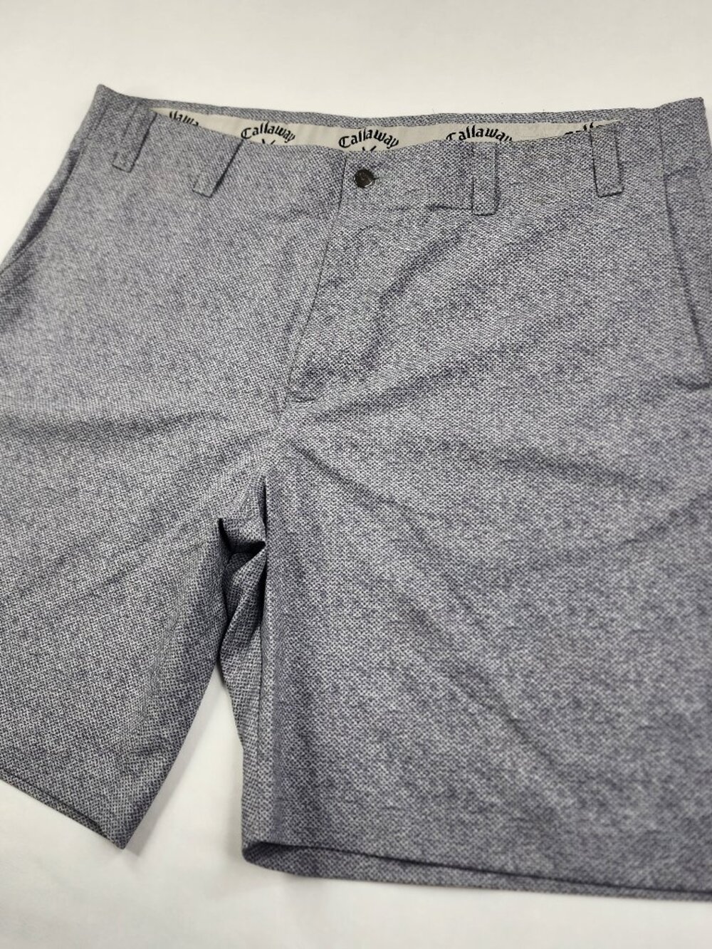 Callaway Mens 40 Gray Golf Shorts Geometric Performance Hybrid Phone Pocket Flaw